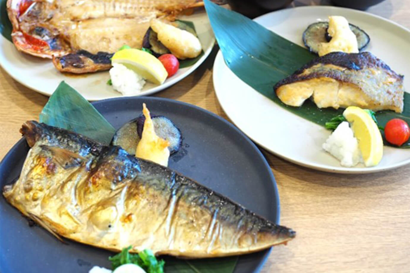 色々な種類の焼き魚3種