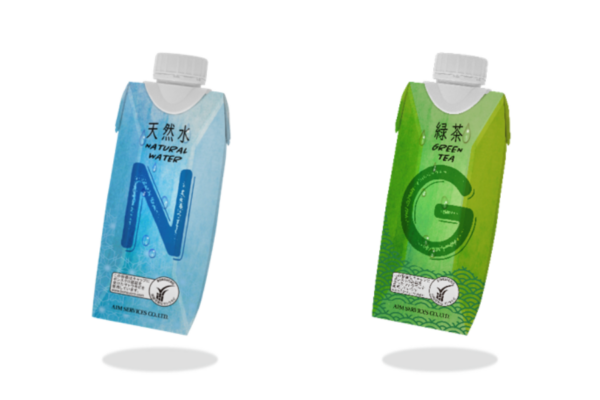 テトラパックの水と緑茶